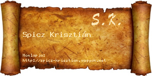Spicz Krisztián névjegykártya